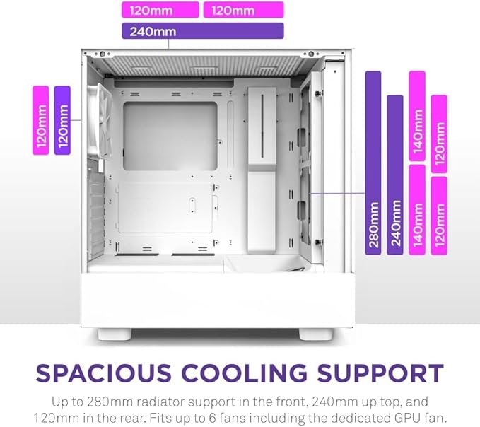 NZXT H5 Flow Edition ATX Mid Tower Case White NZXT H5 Flow Edition ATX Mid Tower Case White
